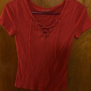 Lace up short sleeve